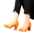 Pantofi dama cu toc portocalii din piele ecologica Crenta, 6 - Kalapod.net